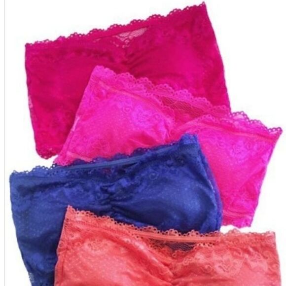 Lace Bandeau Bralette Fuchsia Pink - Picture 2 of 7